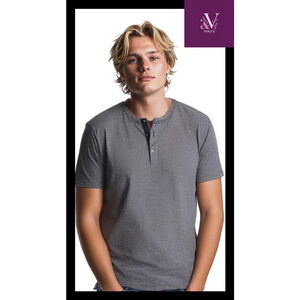 Theory Feeder Stripe Henley T-Shirt‎ - Gray, Size Large